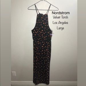 Nordstrom Black Floral Maxi Dress Medium